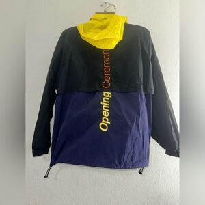 Opening Ceremony Crinkle Nylon Storm Jacket Black Multi XL streetwear NWT‎